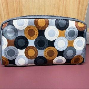 Coach Circle Print Pouch in Black, Gray, and Brown